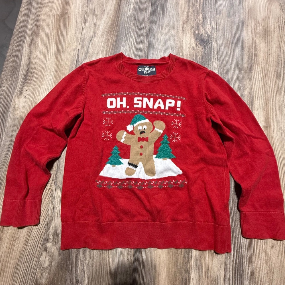 OshKosh B'gosh Sweater Red Gingerbread Oh Snap Holiday Kidcore